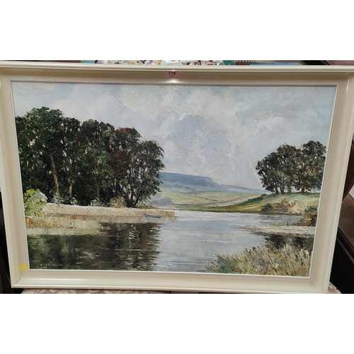 779 - Ken Johnson: an oil painting, river scene, other pictures of birds etc. +