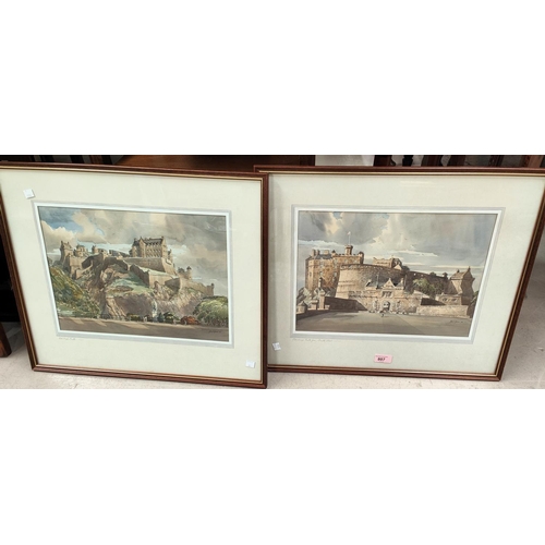 807 - John S. Spence: pair of watercolours of Edinburgh Castle presented by R.A.P.C Officers Mess of the C... 