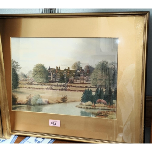 822 - Alf S. Watson: 'Bramall Hall' watercolour local scene, signed and dated 1922, 25 x 36cm framed and g... 