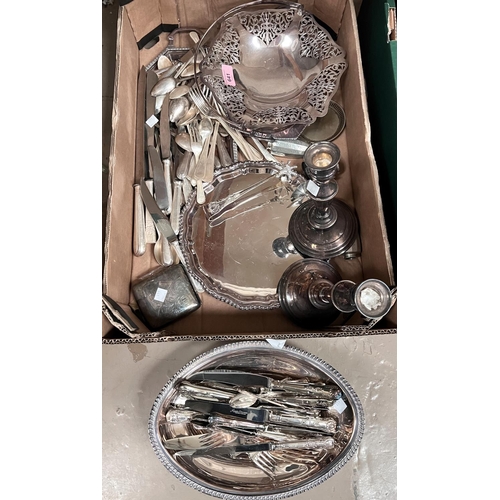 641 - A part canteen of Kings pattern cutlery; a part canteen of beaded cutlery; silver plate