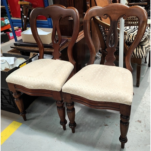 843 - A pair of mahogany dining chairs and a stool in the French manner