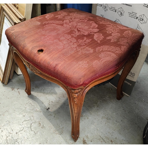 843 - A pair of mahogany dining chairs and a stool in the French manner