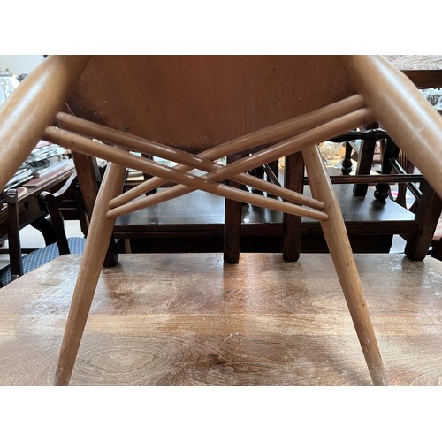 1033 - 3 1960's lattice back, light wood and elm dining chairs.