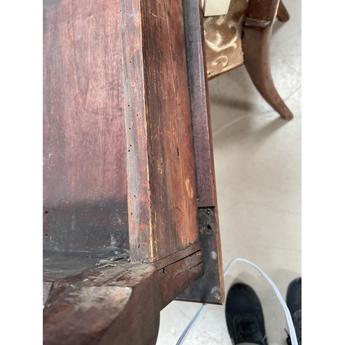 979 - A Georgian mahogany side table, cabriole legs, length 104cm and a mahogany three height what not wit... 