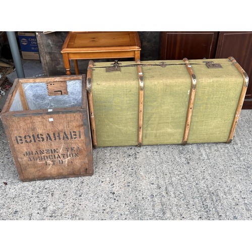 100A - A vintage tea chest lettered 