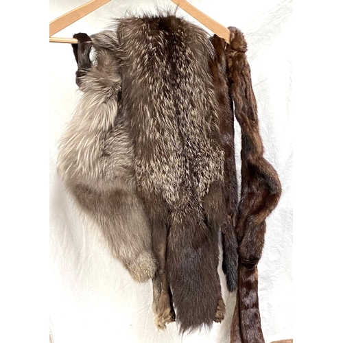 19A - A vintage, circa 1930's/40's Silver Fox Fur Cape; a Fur Stole with pockets and a short Fur Jacket.