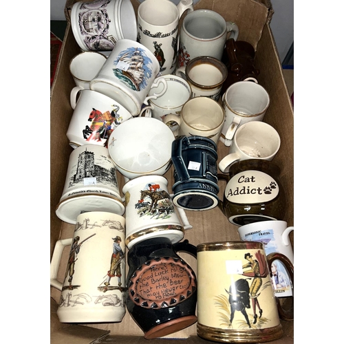 30A - A select ceramic tankards and large cups advertising a little wares Including Royal Commemorative it... 