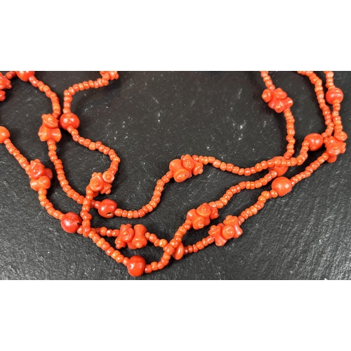 616 - Two coral necklaces, one with gilt clasp