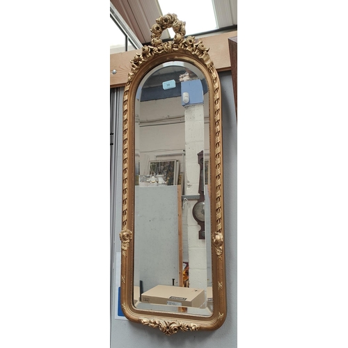 38 - A gilt framed wall mirror; an old indenture (a.f.) etc.