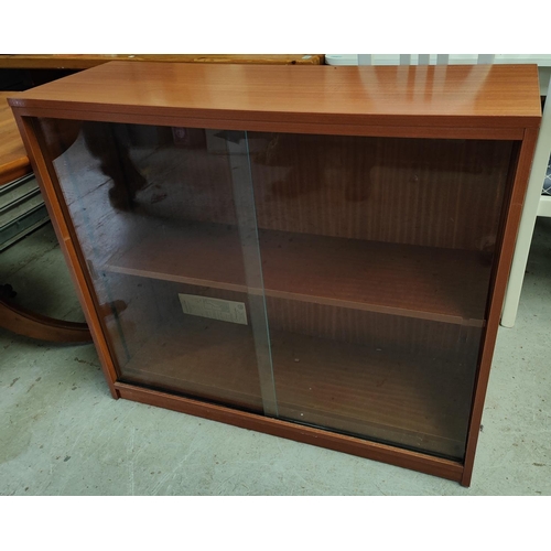 744 - A 1960's glazed bookcase in sapele effect