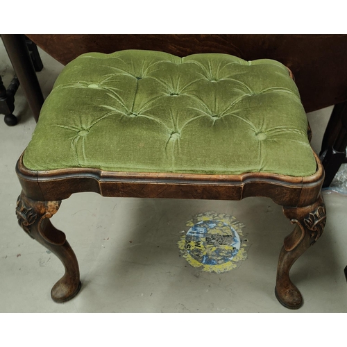 749 - A 19th century rectangular stool in the Georgian style on carved cabriole legs