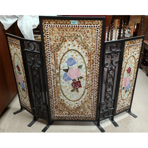 892 - A five fold mosaic fire screen.