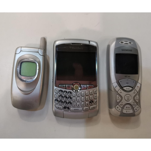 52 - Three vintage mobile phones:  Blackberry; Samsung & Siemens