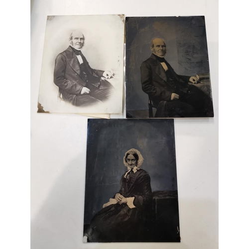 64 - A collection of 19th century photographs:  a pair of family portraits on glass; etc.