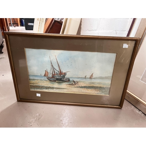 712 - A 19th century Venetian scene of boats on canal, framed and glazed 26 x 21cm and a 19th century etch... 