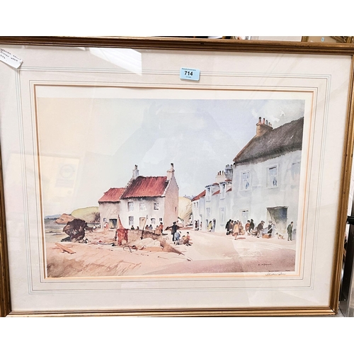 714 - A William Brown:  Pittenweem, artist signed print, 40 x 55cm, framed and glazed