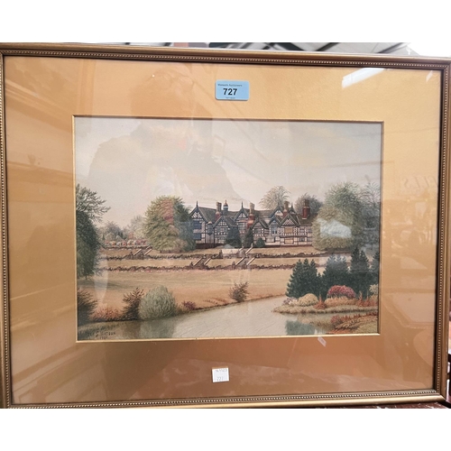 727 - Alf S. Watson: 'Bramall Hall' watercolour local scene, signed and dated 1922, 25 x 36cm framed and g... 