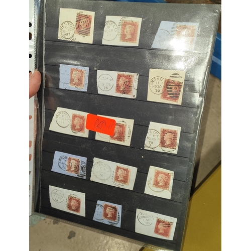 113F - A collection of penny red stamps with postmarks