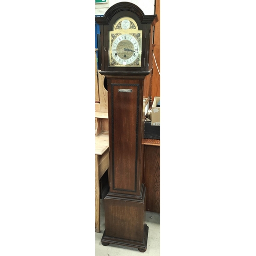 738 - A 1930's mahogany Georgian style grandmother clock with dial and chiming movement