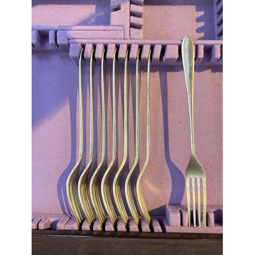 608 - A hallmarked silver part canteen of cutlery, Sheffield 1968/69 comprising of 8 dinner forks, 8 desse... 