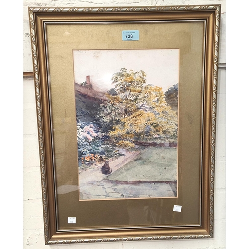 728 - Lucy Frobisher: watercolour of a garden flowering, framed and glazed 35 x 24cm, unsignedNo bids sold... 