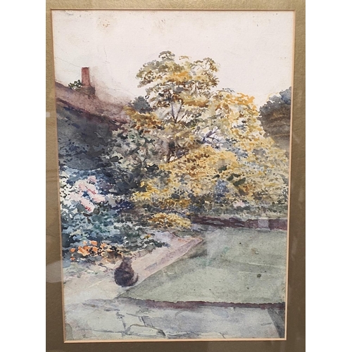 728 - Lucy Frobisher: watercolour of a garden flowering, framed and glazed 35 x 24cm, unsignedNo bids sold... 