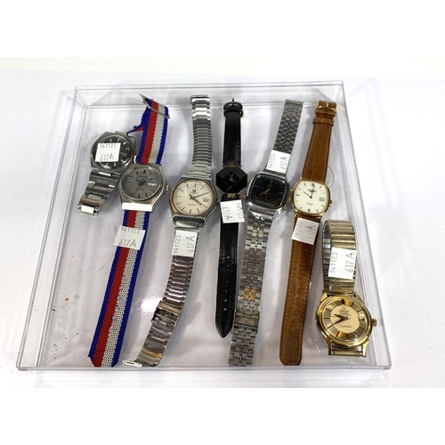 617A - A good collection of gents wristwatches, Omega, Tissot, Bulova etc