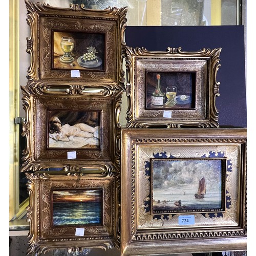 724 - A selection of small framed oil paintings