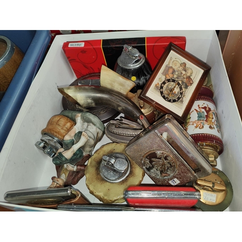 67 - A selection of various table lighters and tobaccoana; a selection of wooden treen etc