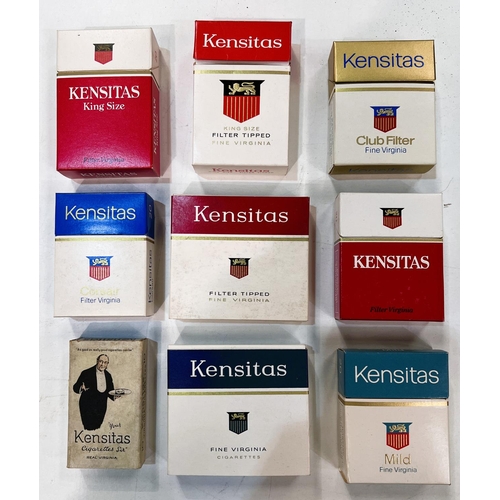 108 - A large selection of vintage cigarette packets:  Sobranie; Kensitas; etc.