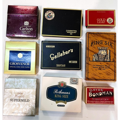 110 - A large selection of vintage cigarette packets:  Player's; Woodbine; Gallaher's; etc.