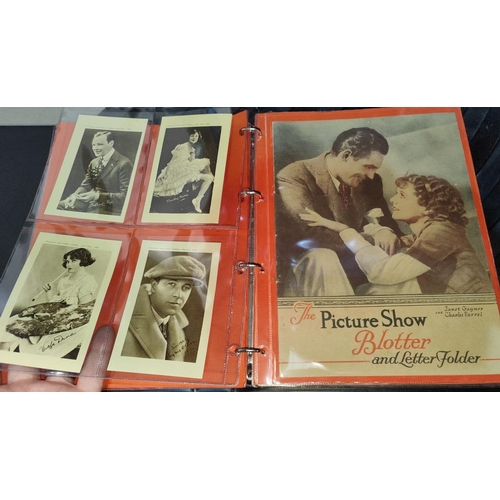 154 - An album of 1920's Girls' Cinema postcards; Picture Show 1933 blotter and folder; cards; Woman's Wee... 