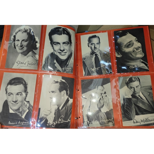 156 - An album of postcards:  Fascinating Film Stars Film Star Favourites portrait wallets; early 20t... 