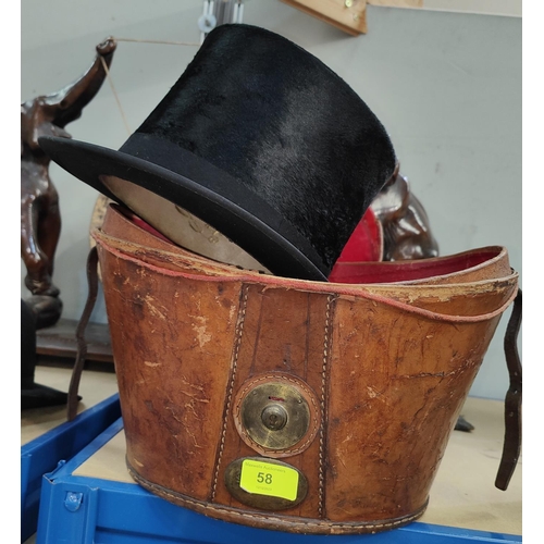 58 - A black top hat made by J & S Shannon, 11 West Blackhall St, Greenock, model 'Luxura', internal ... 