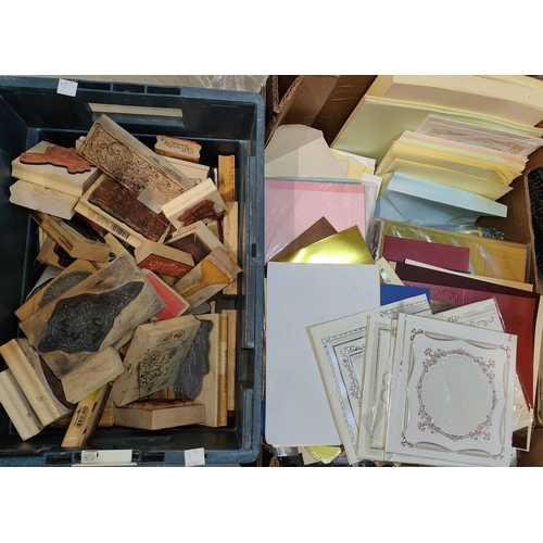 64A - A collection of rubber stamps with various decorations and card making equipment