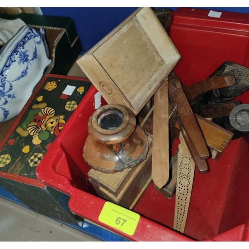 67 - A selection of various table lighters and tobaccoana; a selection of wooden treen etc