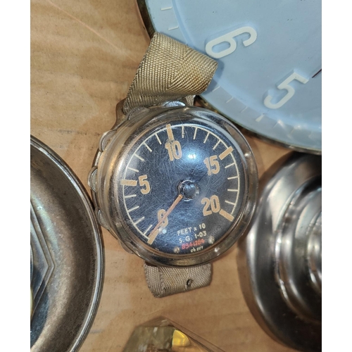 82C - A vintage pilot's altitude gauge, opera glasses, table lighter etc