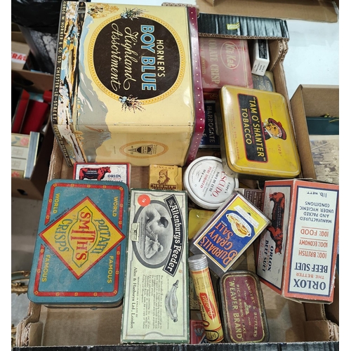 98 - A collection of vintage advertising tins; boxes; etc