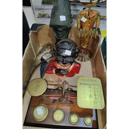 90 - A set of postage scales and weights; a 