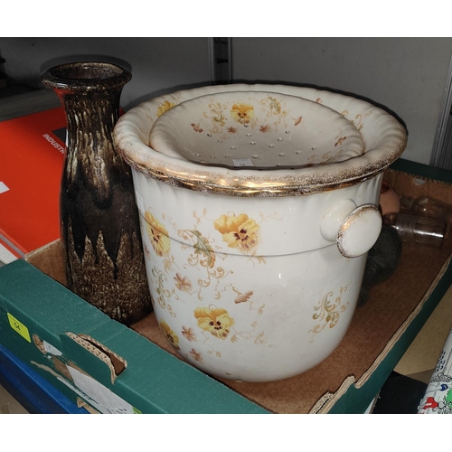 54 - A late 19th century/early 20th century Royal Vitreous Slop Bucket with drain dish above; a selection... 