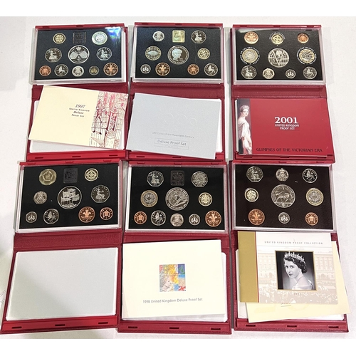 352 - GB: Proof coin sets: 1996-1999, 2001/2 (6)