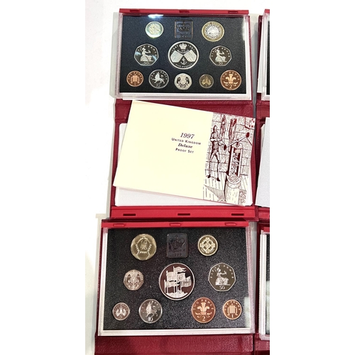 352 - GB: Proof coin sets: 1996-1999, 2001/2 (6)