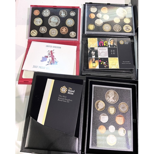 360 - GB proof coin sets: 2007/8, 2010/11/12 (5)