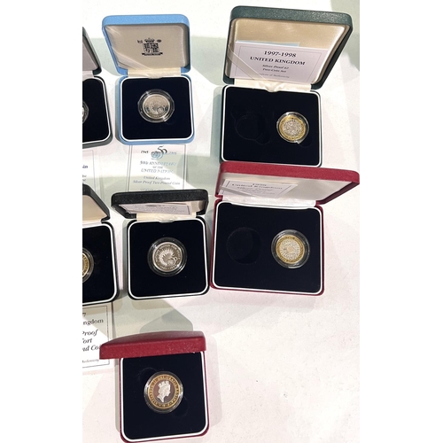 GB 1997 and 1998 £2 silver proof piedforts and 2 others 1997/8 and