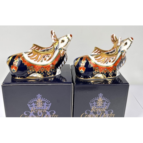 588 - Two Royal Crown Derby Reindeer (with boxes)