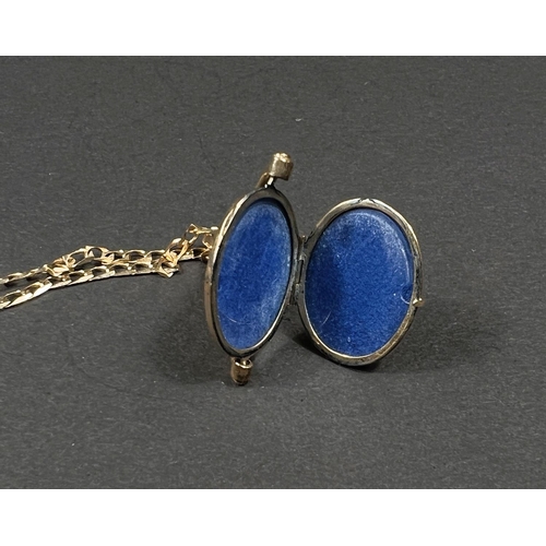 618 - A yellow metal swivel locket/fob pendant, unmarked tests as circa 9ct, on modern chain stamped '375'... 