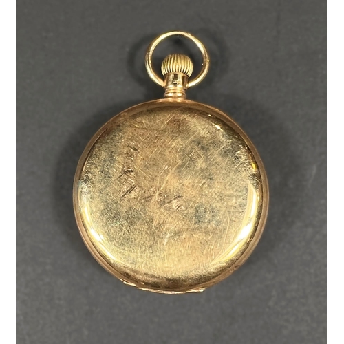 661 - An 18ct gold half hunter pocket watch, keyless, inside back plate inscribed (gross 110gm)