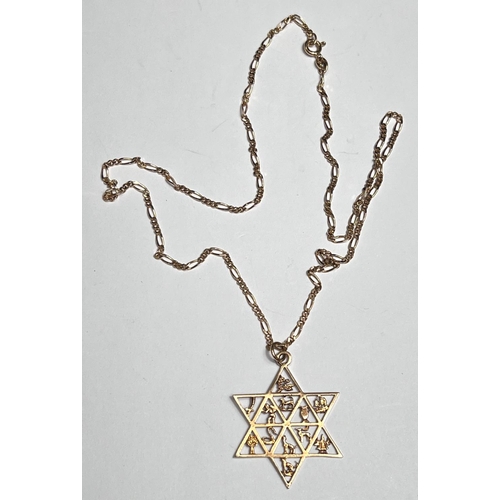 688 - A 9ct hallmarked gold Star of David openwork pendant with the 12 Tribes of Israel in each section, o... 