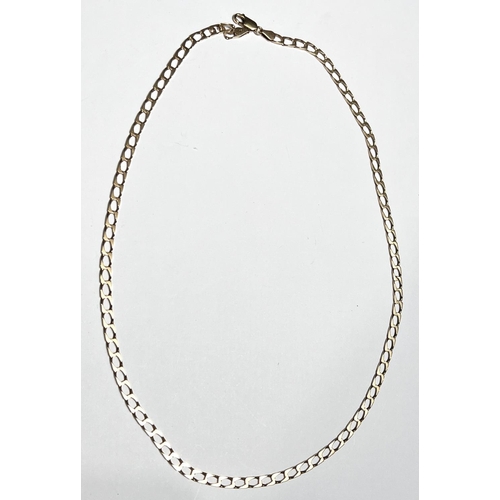 692 - A yellow metal flat curb chain necklace, length 52cm, stamped 9K, 9.9gm