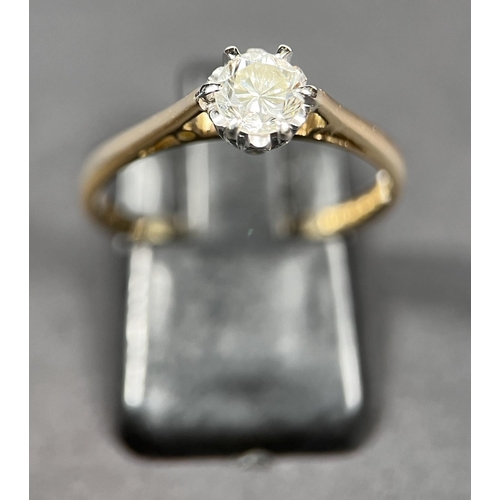 697 - A 9ct hallmarked gold dress ring set with solitaire diamond, diameter approx. 5mm, O and a half, 2.5... 